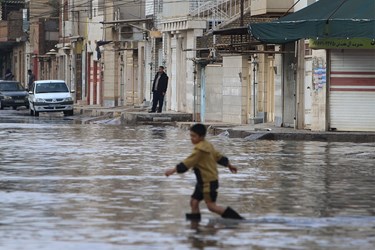  آبگرفتگی خانه‌ها و معابر اهواز پس از اولین بارش زمستانی