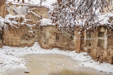 بارش برف در روستای تاریخی قلات شیراز 