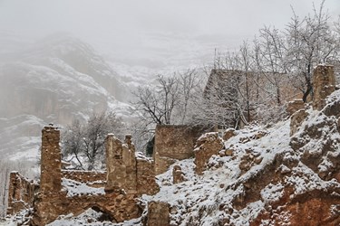 بارش برف در روستای تاریخی قلات شیراز 