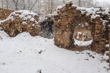 بارش برف در روستای تاریخی قلات شیراز 