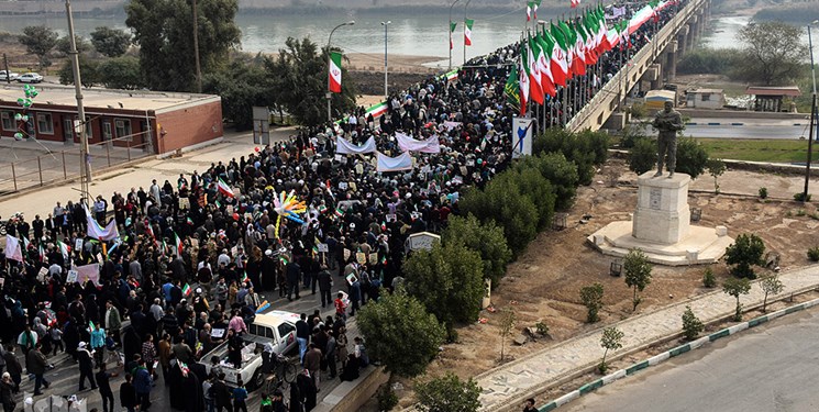 راهپیمایی مردم اهواز در یوم الله ۲۲ بهمن آغاز شد+فیلم