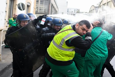 French Police Clash With Protesters During Demonstration Against Pension Reform