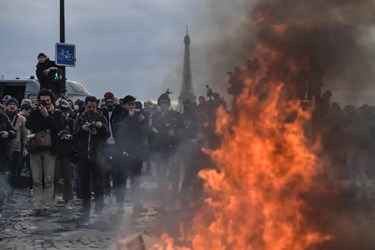French Police Clash With Protesters During Demonstration Against Pension Reform