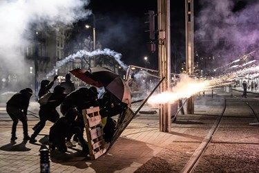 French Police Clash With Protesters During Demonstration Against Pension Reform