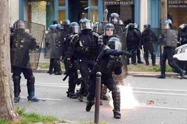 French Police Face Off with Protesters over Pension Reform