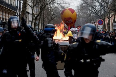 French Police Face Off with Protesters over Pension Reform