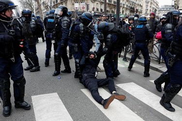 French Police Face Off with Protesters over Pension Reform