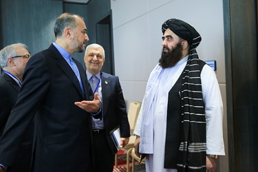 دیدار امیرخان متقی سرپرست وزارت خارجه دولت سرپرستی موقت افغانستان با حسین امیرعبداللهیان وزیر امور خارجه