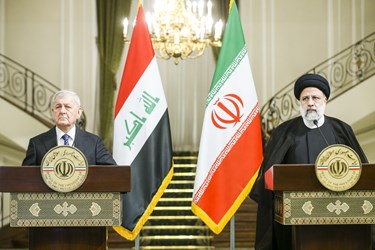 نشست خبری مشترک سید ابراهیم رئیسی رئیس جمهور ایران و عبداللطیف رشید رئیس‌جمهور عراق