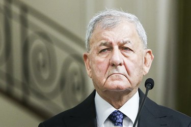  عبداللطیف رشید رئیس‌جمهور عراق در  نشست خبری مشترک روسای جمهور ایران و عراق