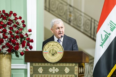سخنرانی عبداللطیف رشید رئیس‌جمهور عراق در   نشست خبری مشترک روسای جمهور ایران و عراق