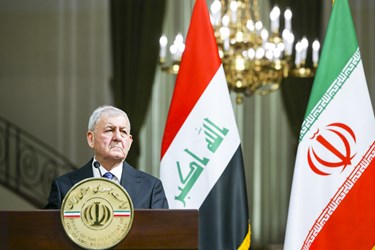  عبداللطیف رشید رئیس‌جمهور عراق در  نشست خبری مشترک