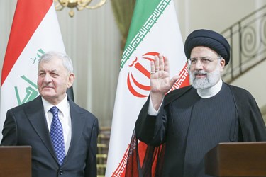 سید ابراهیم رئیسی رئیس جمهور ایران و عبداللطیف رشید رئیس‌جمهور عراق