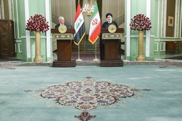 نشست خبری مشترک سید ابراهیم رئیسی رئیس جمهور ایران و عبداللطیف رشید رئیس‌جمهور عراق
