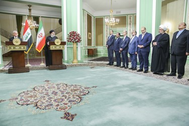 نشست خبری مشترک سید ابراهیم رئیسی رئیس جمهور ایران و عبداللطیف رشید رئیس‌جمهور عراق