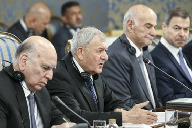  عبداللطیف رشید رئیس‌جمهور عراق در نشست هیئت های عالی رتبه ایران و عراق