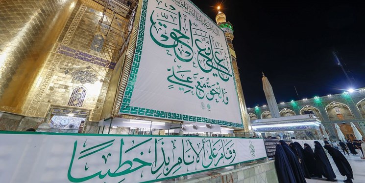 حرم امام علی (ع) در آستانه عید غدیر تزئین شد+عکس و فیلم