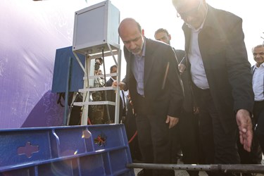 آیین افتتاح و بهره برداری بخشی از طرح جامع آبرسانی تهران (قمربنی هاشم) توسط علی‌اکبر محرابیان، وزیر نیرو