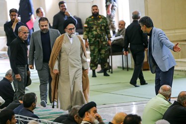 سید اسماعیل خطیب، وزیر اطلاعات  در نخستین  نماز جمعه ماه  محرم در مصلی  تهران