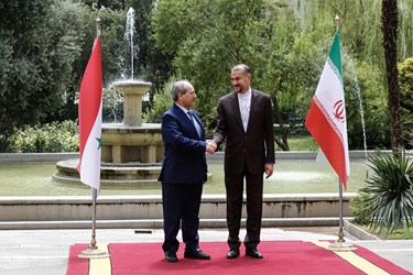 استقبال  حسین امیرعبداللهیان وزیر امور خارجه ایران از فیصل  مقداد وزیر امور خارجه سوریه 