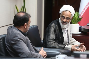 دیدار حجت‌الاسلام عبدالله حاجی‌ صادقی نماینده ولی فقیه در سپاه پاسداران و پیام تیرانداز مدیرعامل خبرگزاری فارس