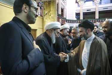 حجت الاسلام سید مسعود خامنه‌ای فرزند رهبر معظم انقلاب در مجلس ترحیم آیت‌الله حاج شیخ یدالله رحیمیان