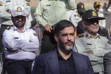 سعید محمد، مشاور رئیس بنیاد مستضعفان در مراسم تشییع پیکر شهیدان یزدان سلیمان‌آبادی و حسین اسماعیلی