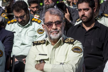 سردار قاسم رضایی، جانشین فرمانده فراجا در مراسم تشییع پیکر شهیدان یزدان سلیمان‌آبادی و حسین اسماعیلی