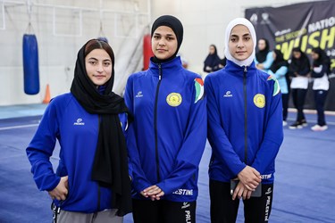 اعضای ملی پوش دختران تیم ملی فلسطین که با  تیم ملی ووشو ایران تمرین می‌کنند.
