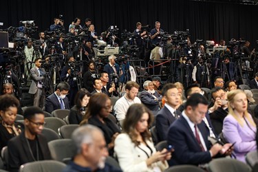 خبرنگاران حاضر در پانزدهمین نشست گروه بریکس در ژوهانسبورگ