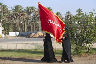 پیاده روی زائران حسینی از مسیب تا کربلا
