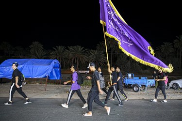 پیاده روی زائران حسینی از مسیب تا کربلا