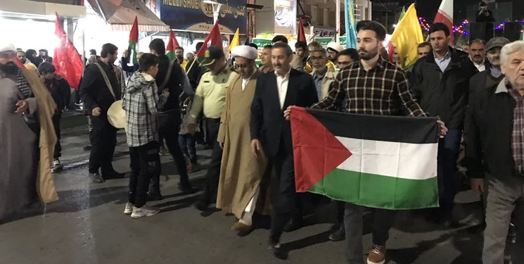 جشن و شادی مردم قوچان در حمایت از پیروزی مردم فلسطین+فیلم