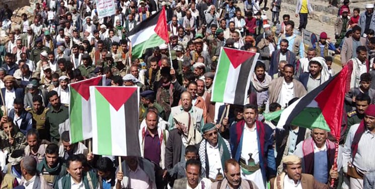 راهپیمایی باشکوه مردم یمن در حمایت از فلسطین