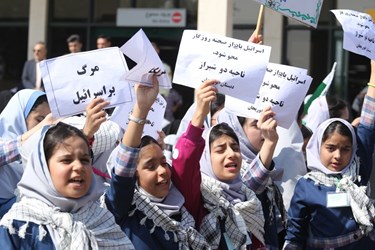 تجمع دانش آموزان شیرازی در محکومیت جنایات اسرائیل