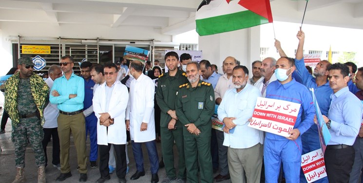 جوشش کادر درمان بیمارستان خلیج فارس بر علیه جنایت صهیونیست ها +عکس
