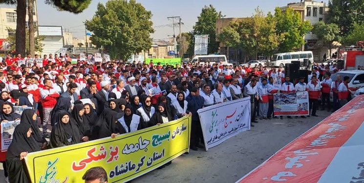 فریاد انزجار نسبت به نسل‌کشی صهیونیست‌ها از میدان غدیر کرمانشاه تا نوار غزه