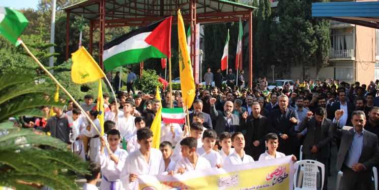 تجمع جامعه ورزش مازندران در محکومیت جنایات رژیم صهیونیستی