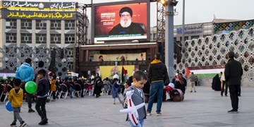 پخش زنده سخنرانی دبیرکل حزب الله لبنان در میدان امام حسین