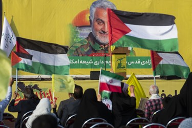 پخش زنده سخنرانی دبیرکل حزب الله لبنان در میدان امام حسین