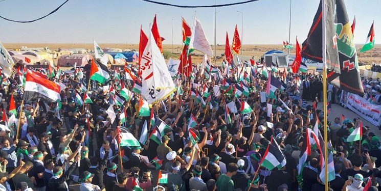 رویدادی بی‌سابقه در مرز عراق و اردن، عراقی‌ها یکصدا علیه صهیونیست‌ها فریاد زدند