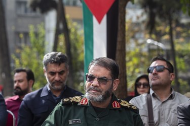 سردار معروفی معاون هماهنگ کننده سازمان بسیج مستضعفین در گردهمایی اهالی رسانه در محکومیت جنایات رژیم صهیونسیتی