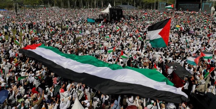 تظاهرات صدها هزارنفری در اندونزی در حمایت از فلسطین+ تصاویر