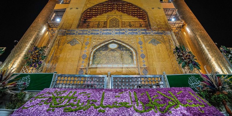 تزئین حرم امام علی (ع) با 2 هزار شاخه گل طبیعی+فیلم