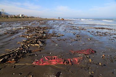 زباله در ساحل دریای چالوس