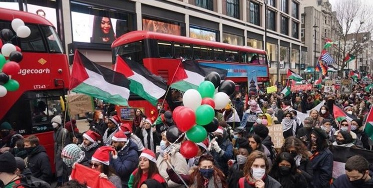 راهپیمایی ضد اسرائیلی مردم انگلیس در شلوغ‌ترین خیابان «لندن»