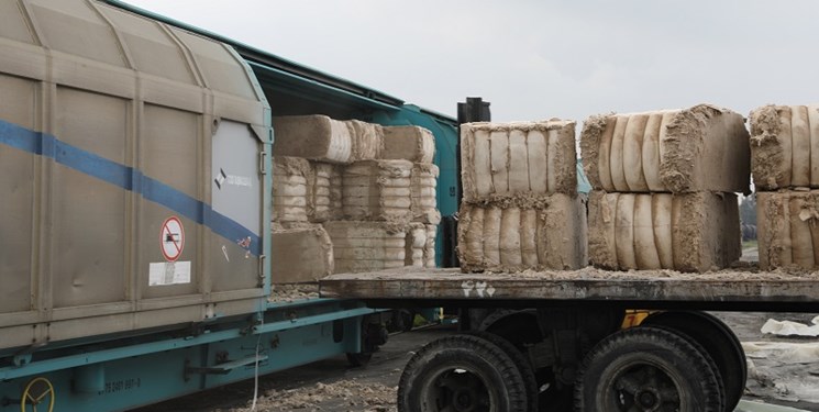 واردات ریلی نخستین محموله ترانزیتی پنبه و الیاف ترکیه به بندر امیرآباد