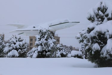 بارش شدید برف در اهر