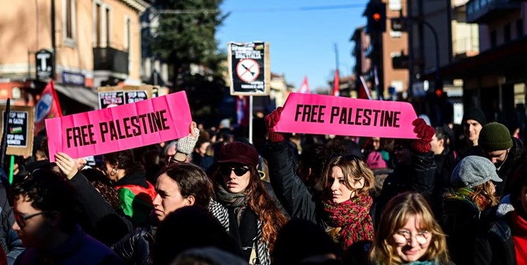 درگیری پلیس ایتالیا با حامیان فلسطین