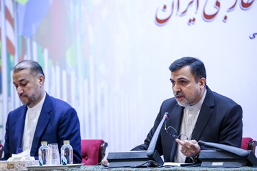 محمد حسن شیخ الاسلامی، معاون وزیر خارجه و رئیس مرکز مطالعات سیاسی و بین المللی در هفتمین کنفرانس تاریخ روابط خارجی ایران